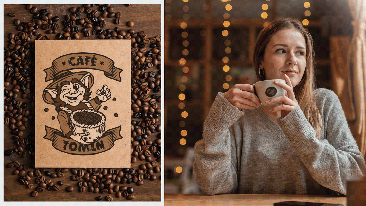 brand identity cafe Coffee goblin Logo Design visual identity