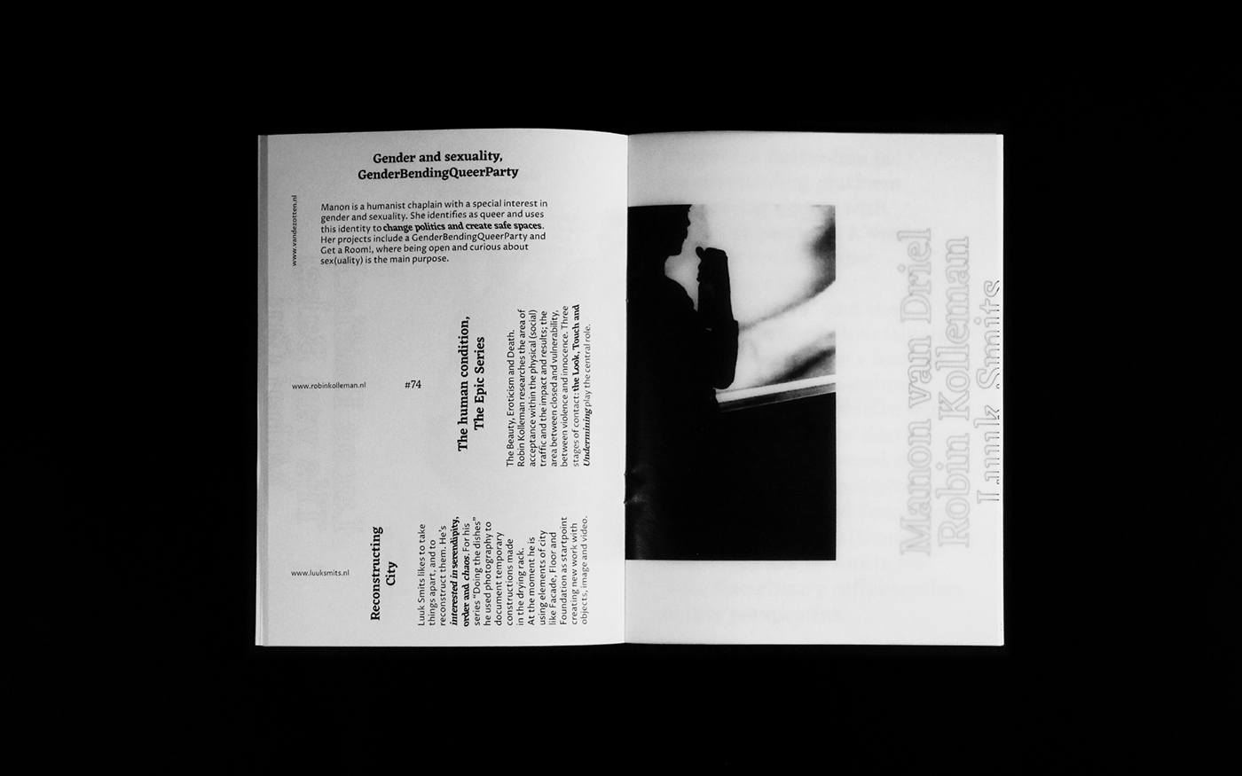 editorial font magazine publication black & white expermintal type