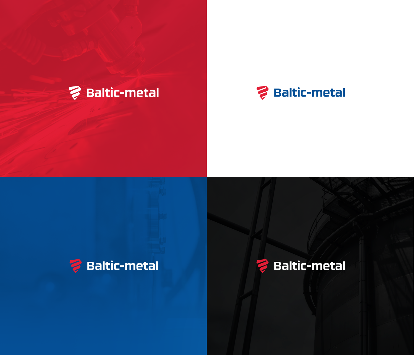 Baltic metal logo branding  identity blue red industry screw tools