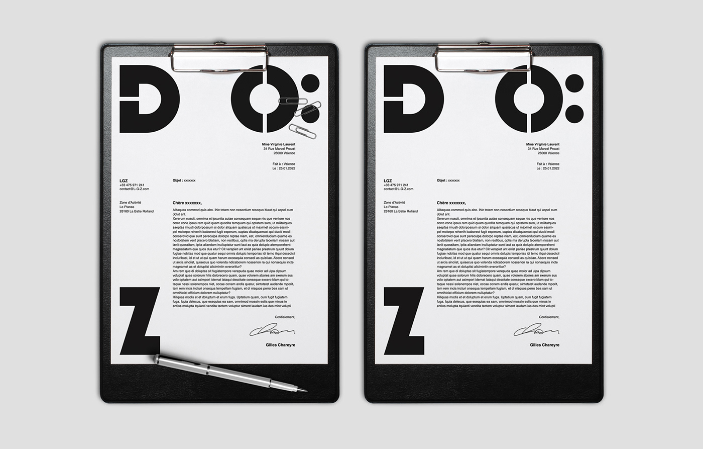 Head letters for the brand identity DO:Z