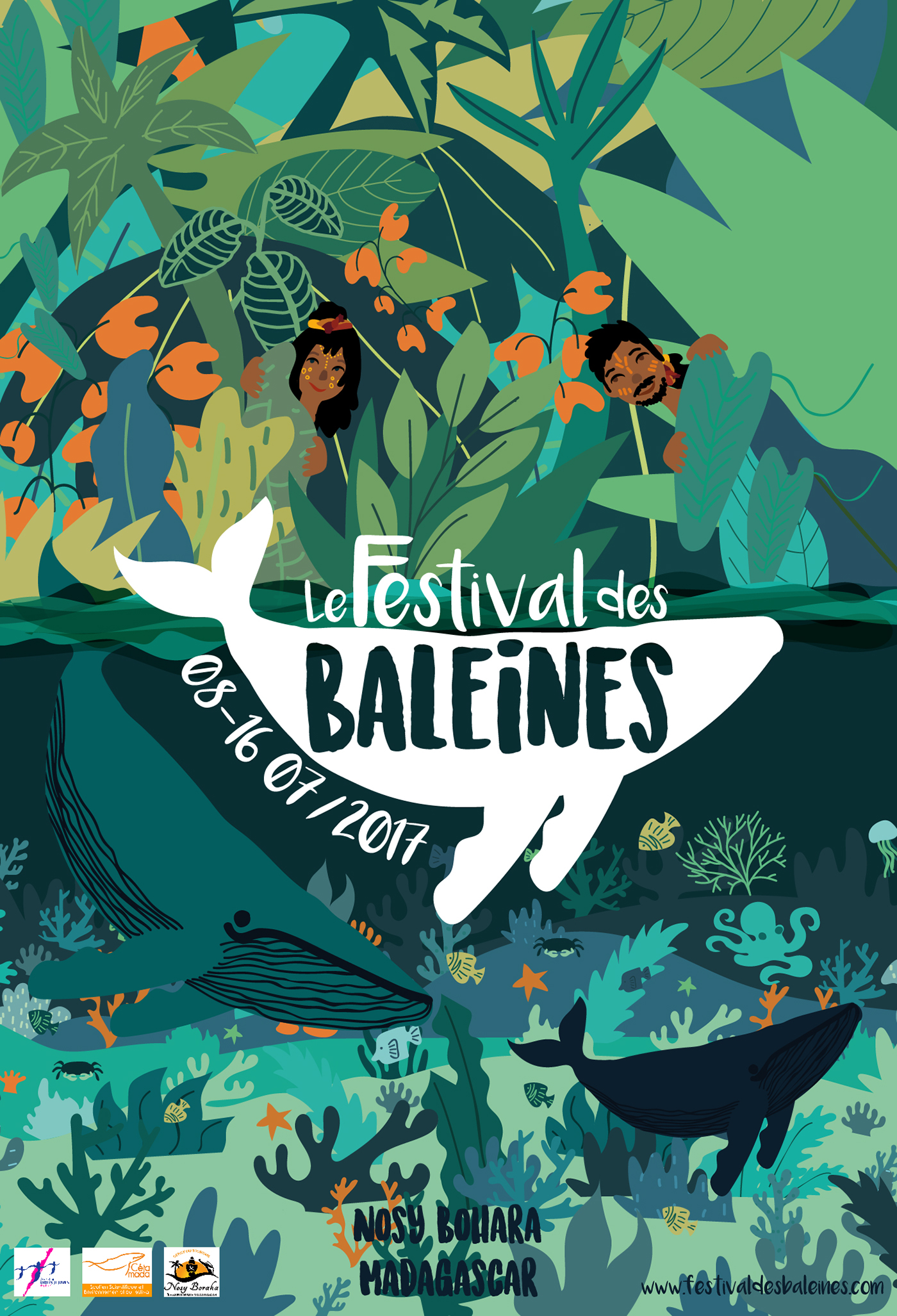 Whale madagascar sea Baleines festival branding  Ocean ILLUSTRATION  underwater