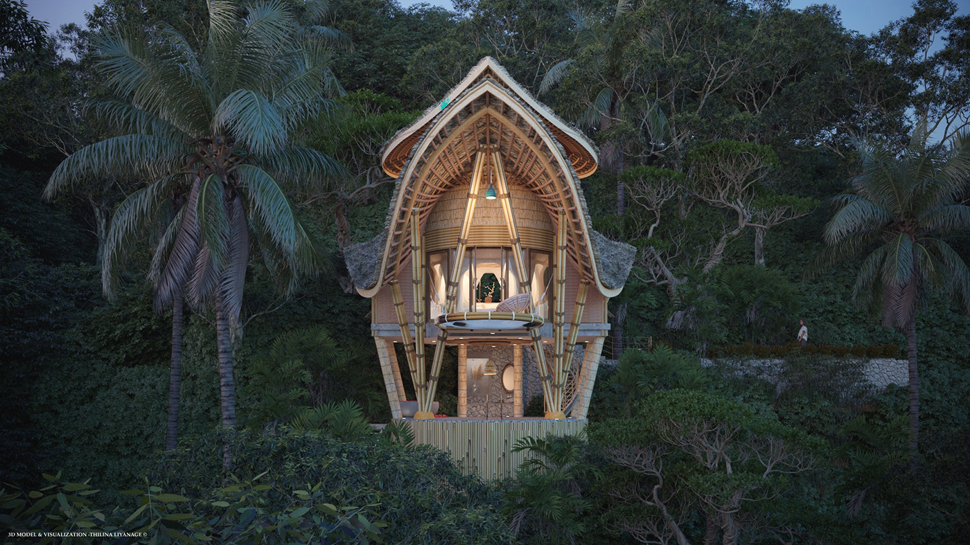 architecture bamboo architecture thilina liyanage 3d modeling visualization balinese Bali Villas Villa Architectural Concepts hotel concepts