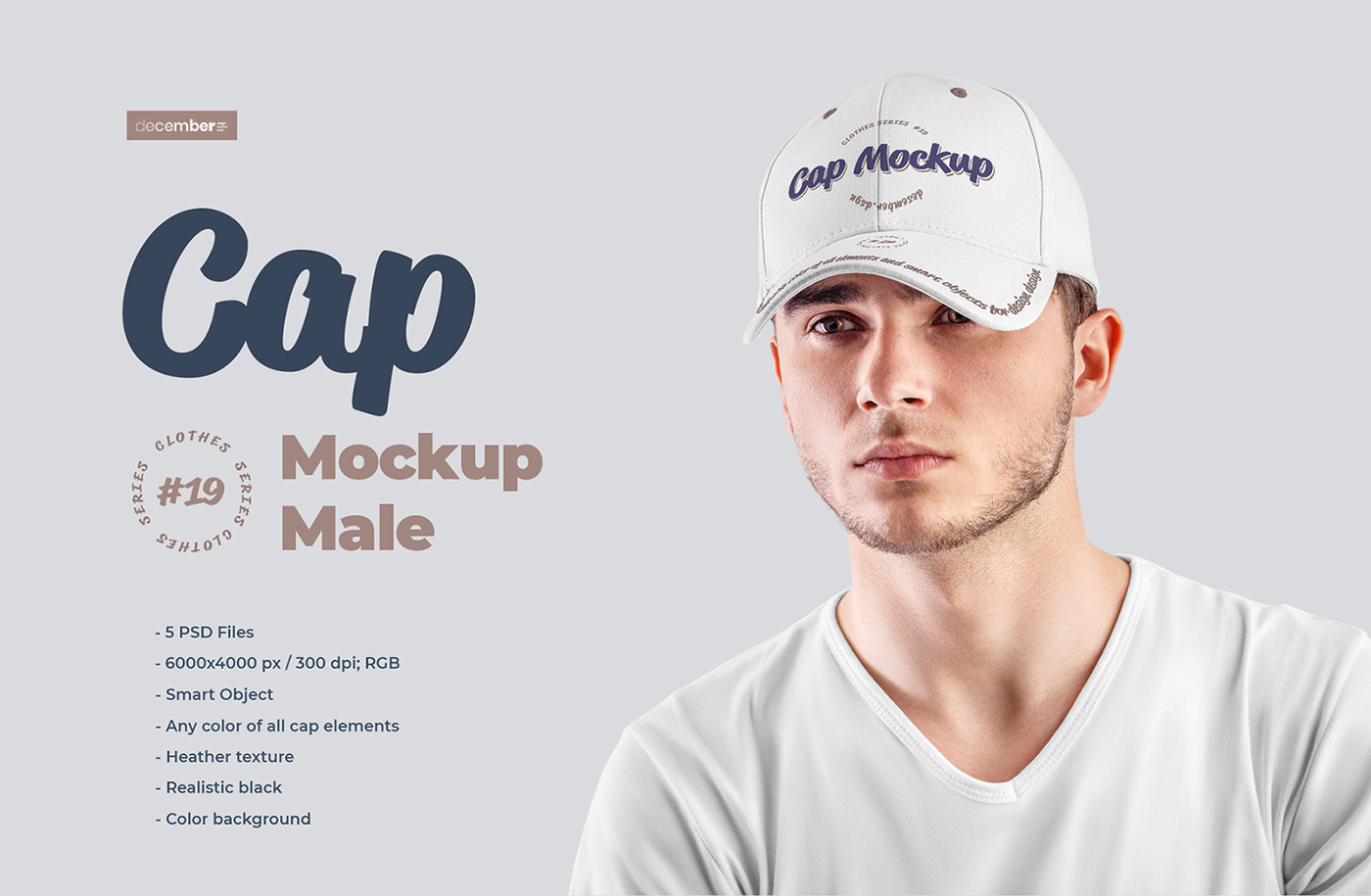 apparel cap December free hat head man Mockup psd visor