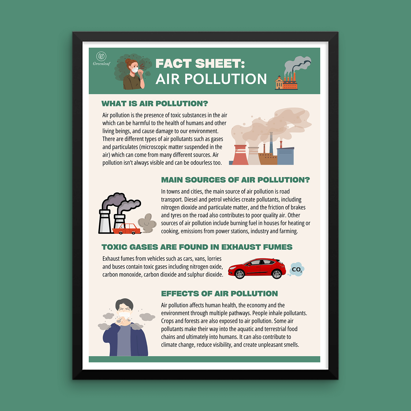 educational poster Air Pollution education poster ILLUSTRATION  Digital Art  Educational Flyer fact sheet classroom poster educational project Science Project