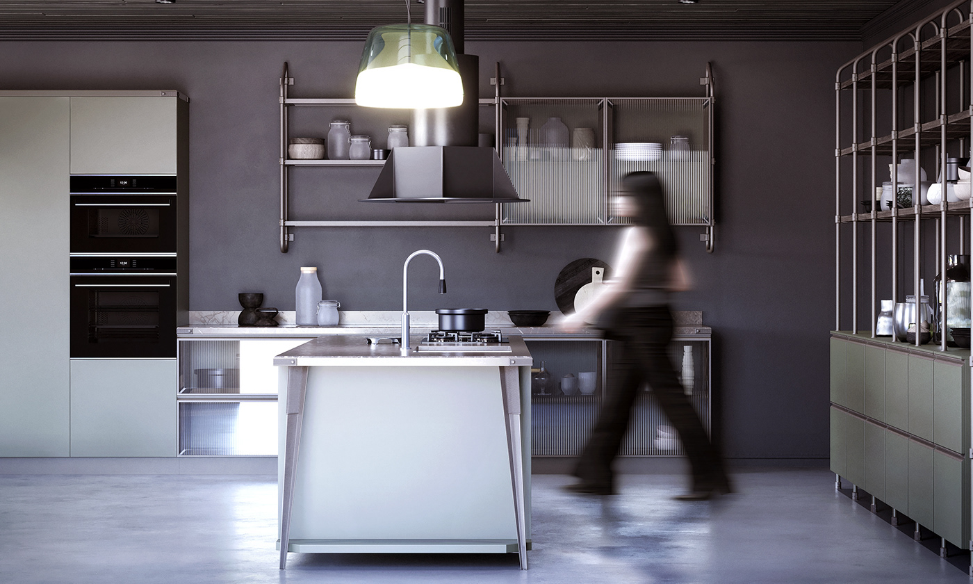 archviz corona interior design  kitchen matte Render visualization
