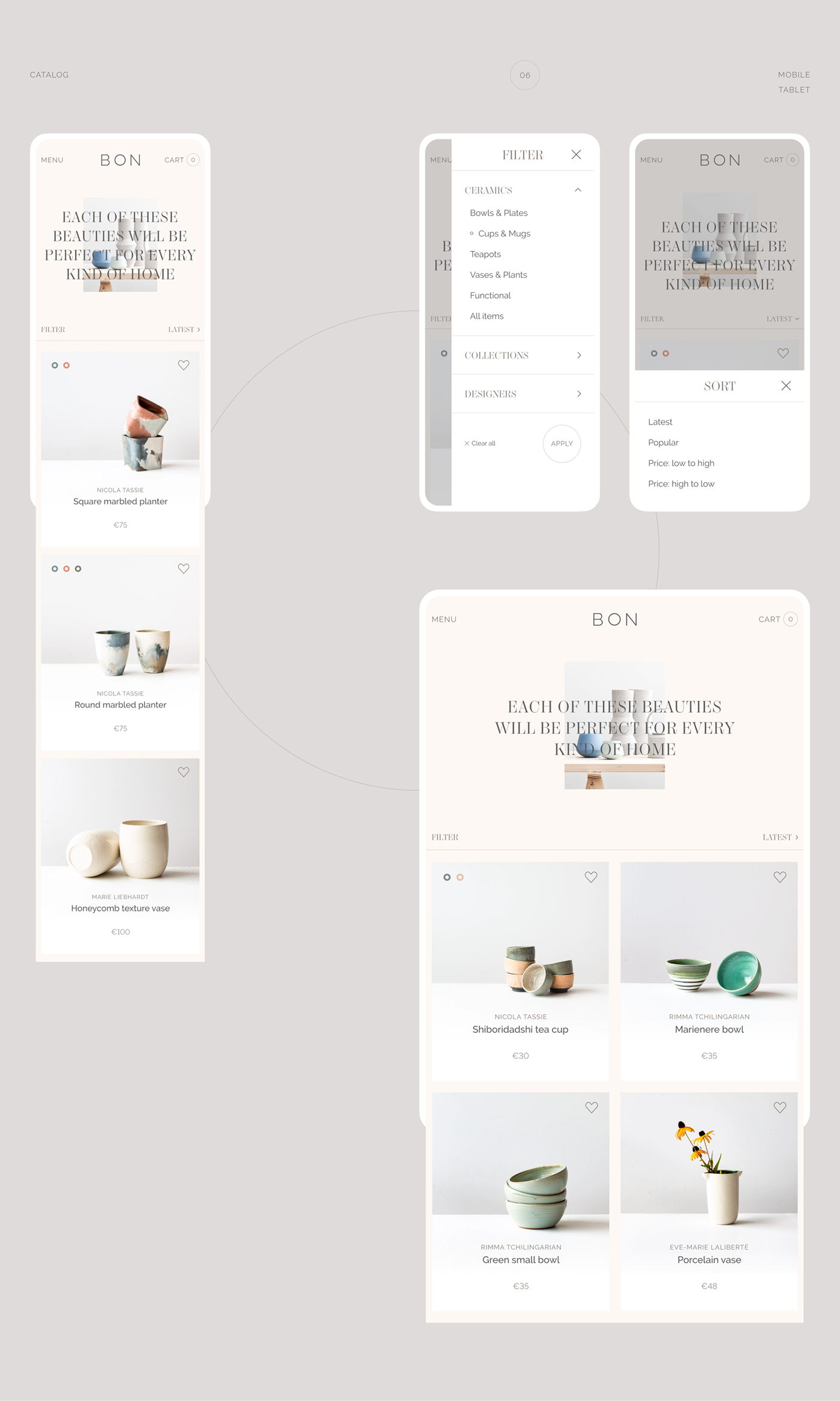 ceramics  Ecommerce minimal shop Webdesign clean online store