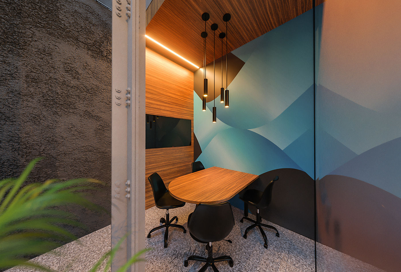 3D architecture business decoration indoor interior design  modern Office Render visualization