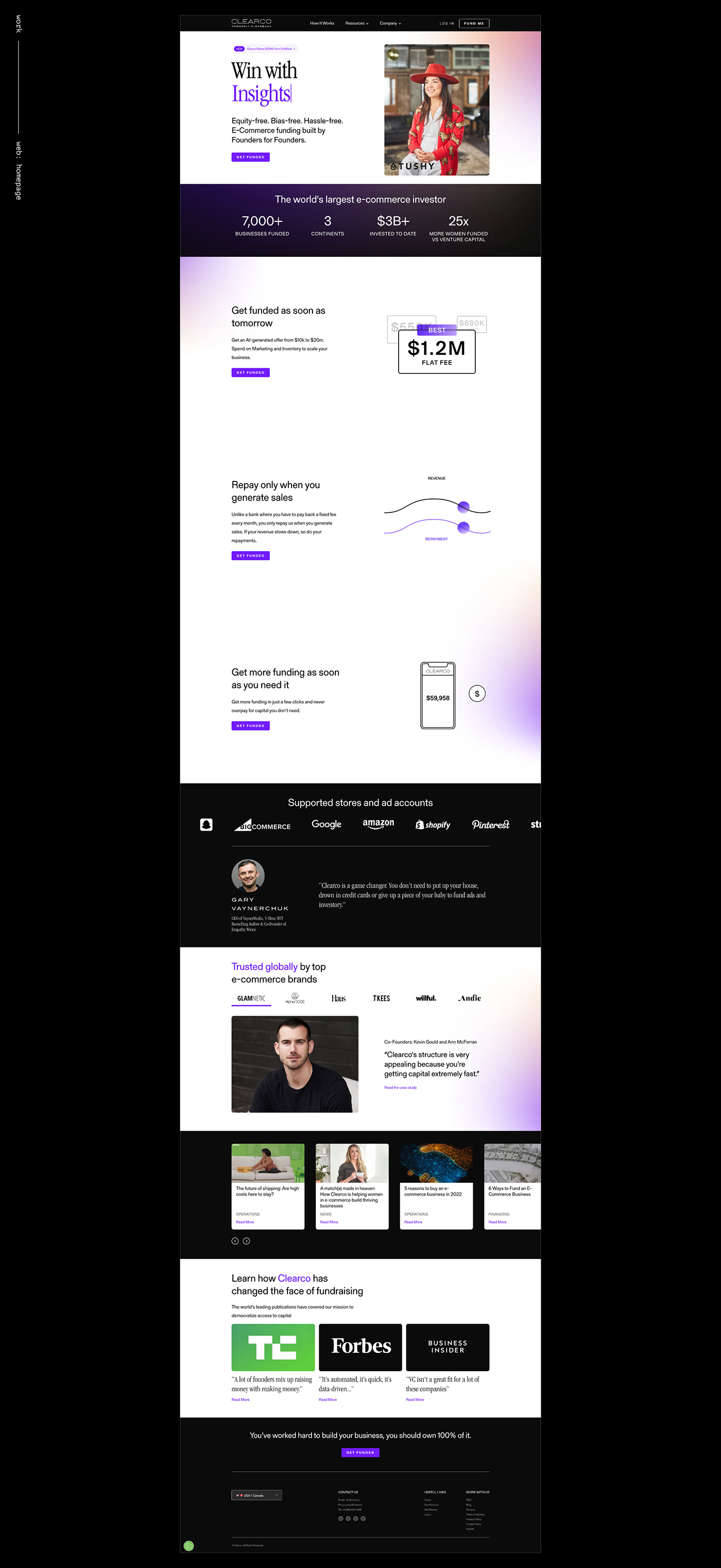 brand identity branding  clearco identity UI/UX Web Design  Website Case Study persona User Reasearch