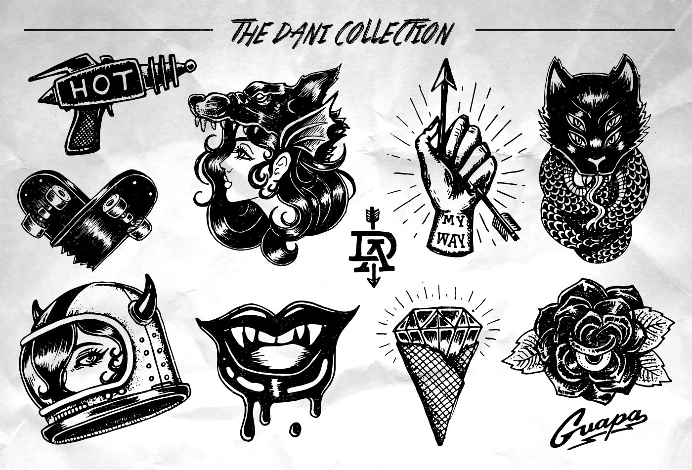 handmade ink emblem oldschool rock vintage tattoo tattoos Hot