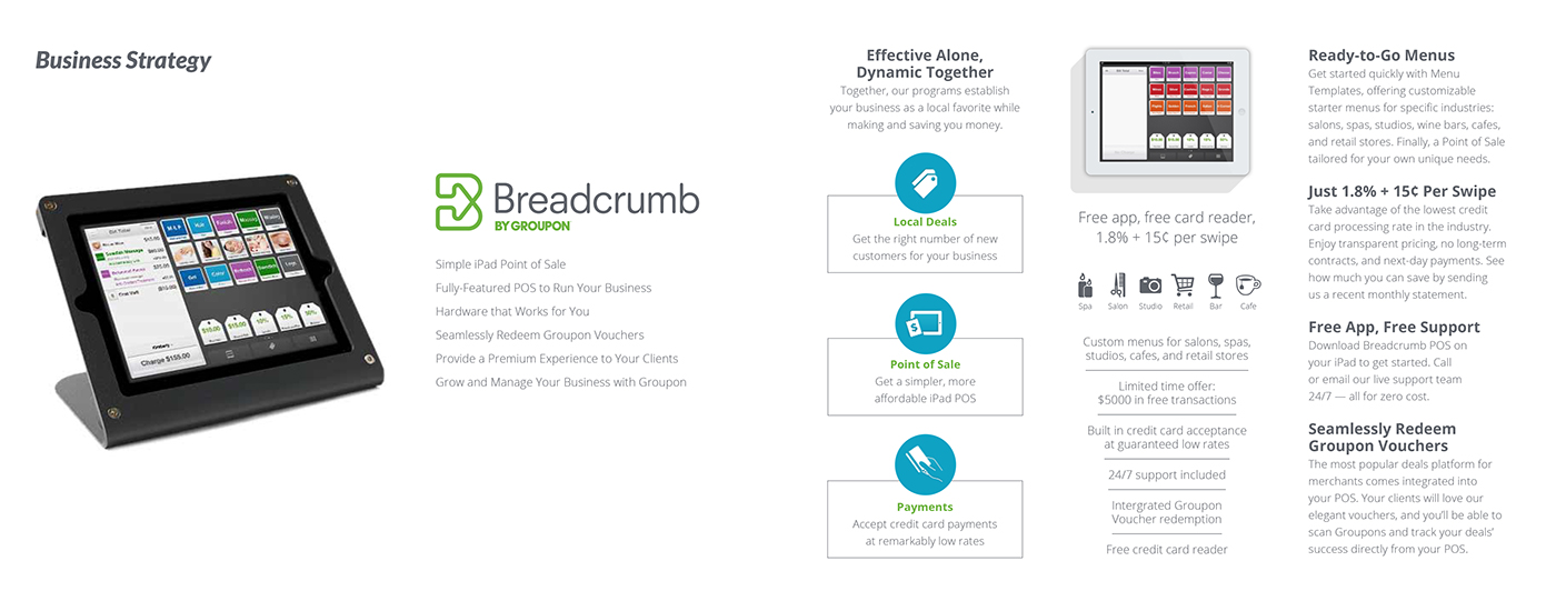 Breadcrumb pos redesign point of sales groupon interface design User Experince merchant facing