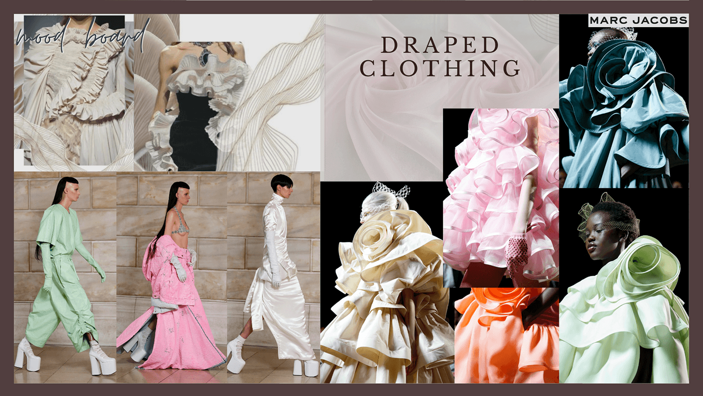 Marc Jacobs fashion illustration portfolio client board fashion design mood board Draped Clothing inspiration board Fashion  design