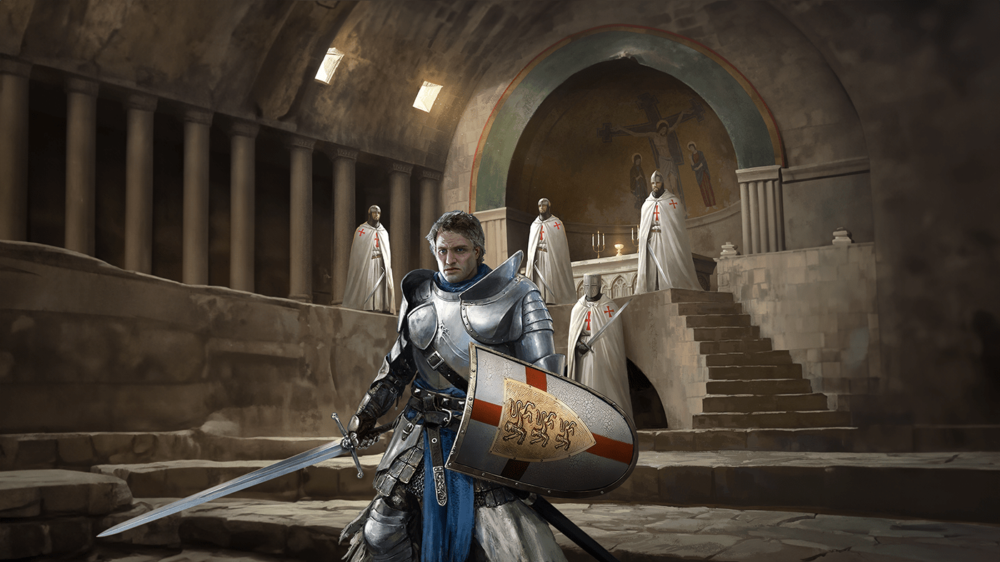knights templar Sword fantasy Digital Art  Crusader Temple