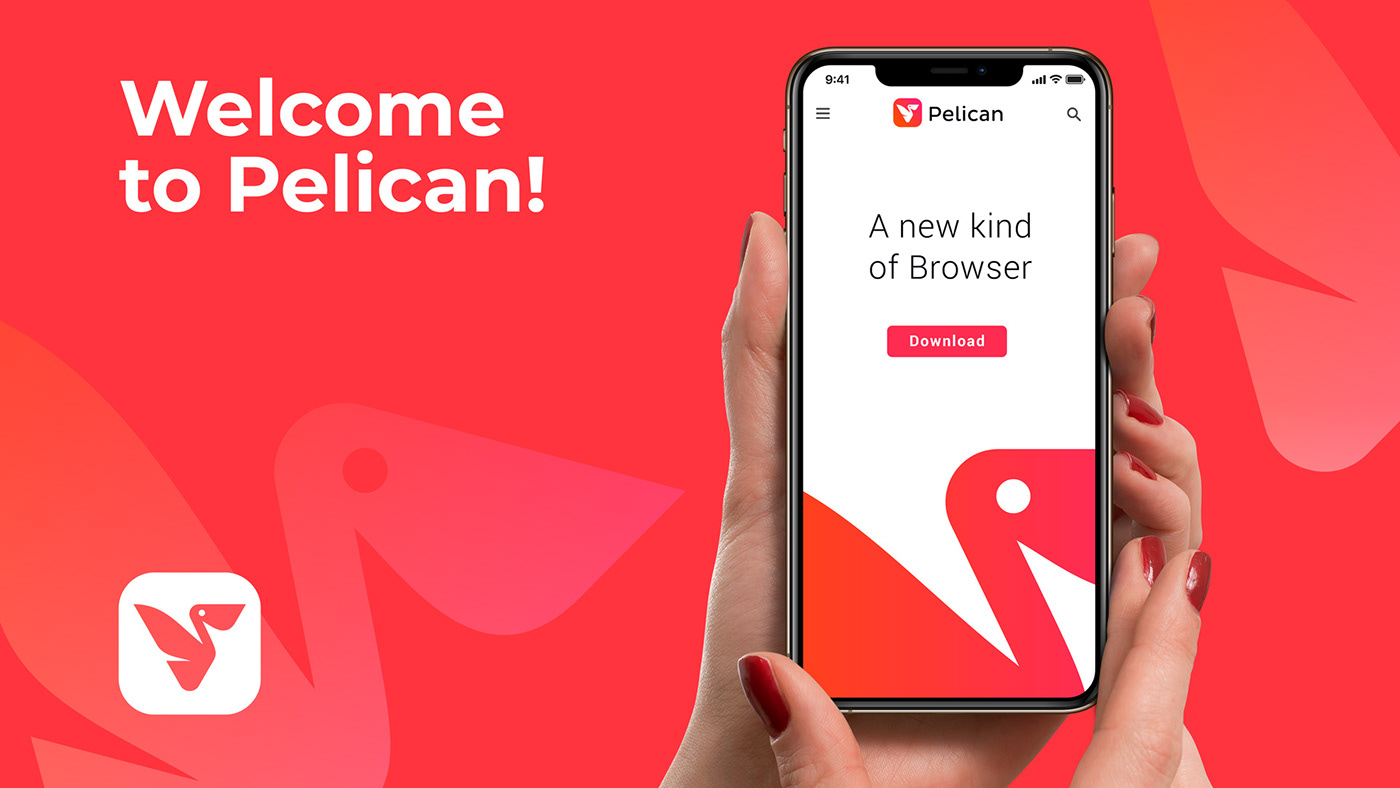 app brand identity branding  browser digital logo mobile pelican phone Web