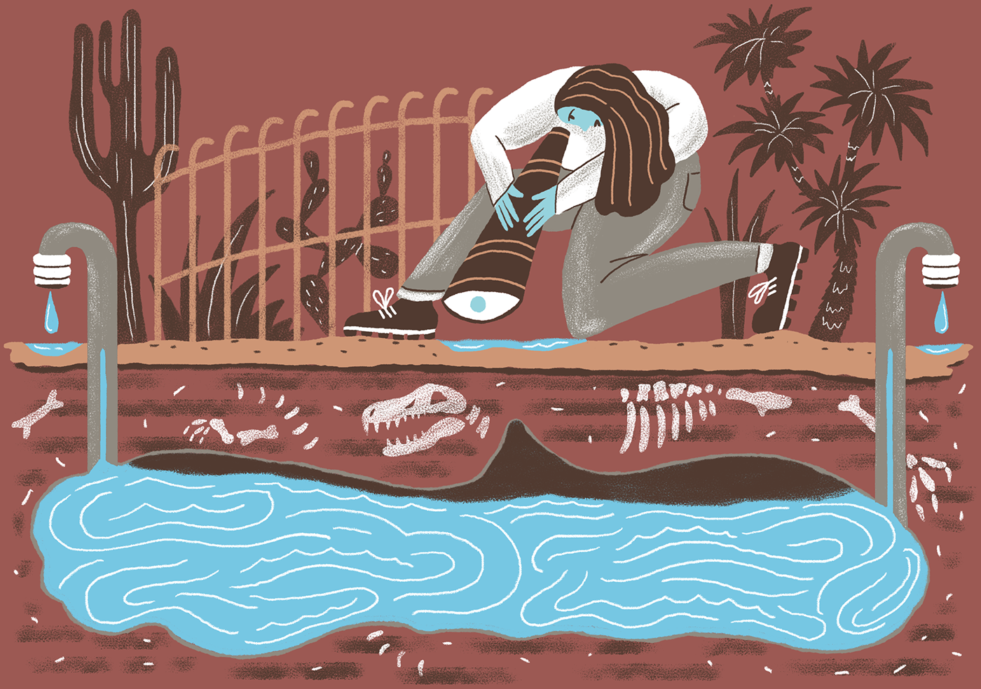 editorial ILLUSTRATION  animals Ecology water texture Drawing  Nature article mexico