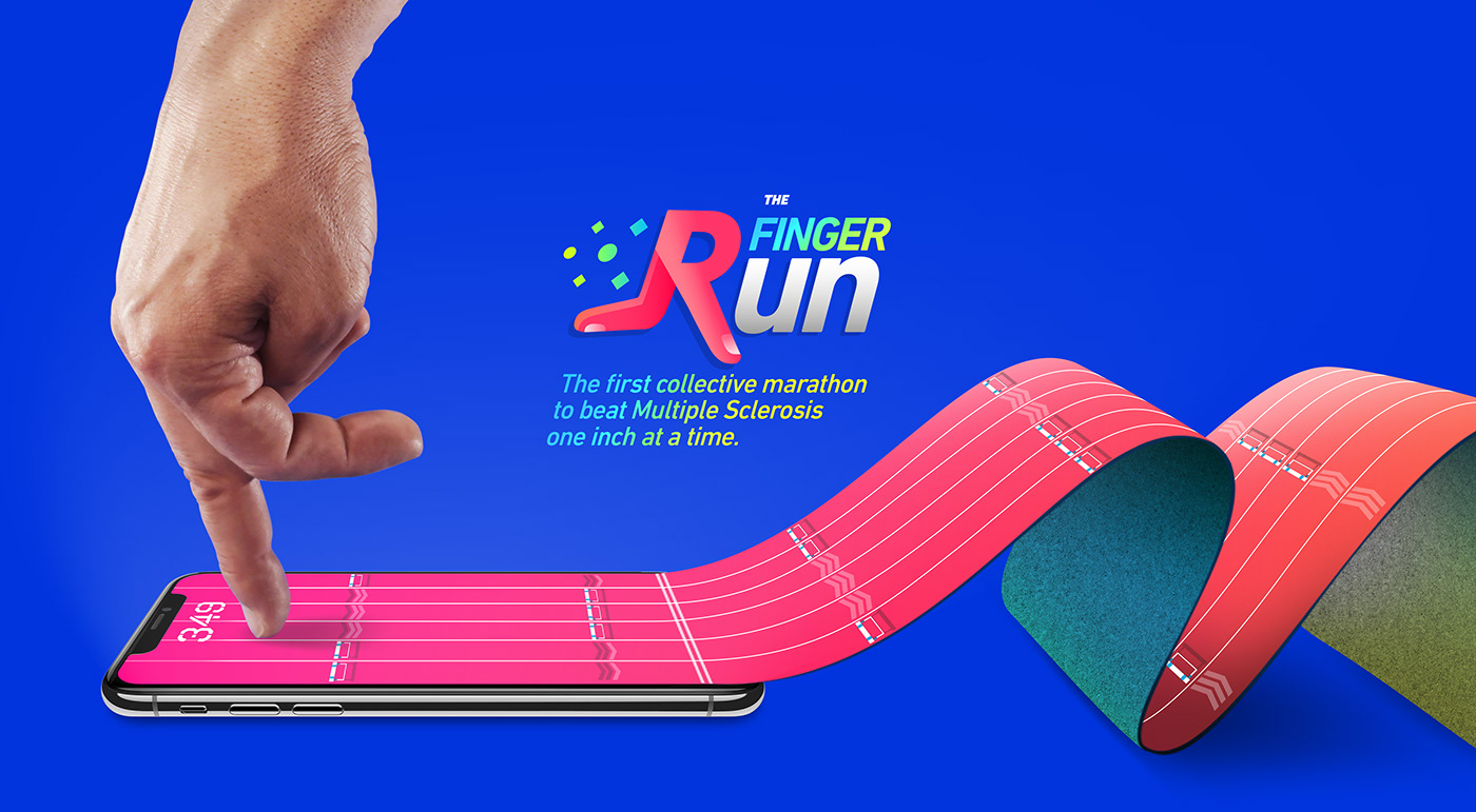 The Finger Run Facebook messenger instant game multiple sclerosis AISM Marathon no profit fingers training facebook