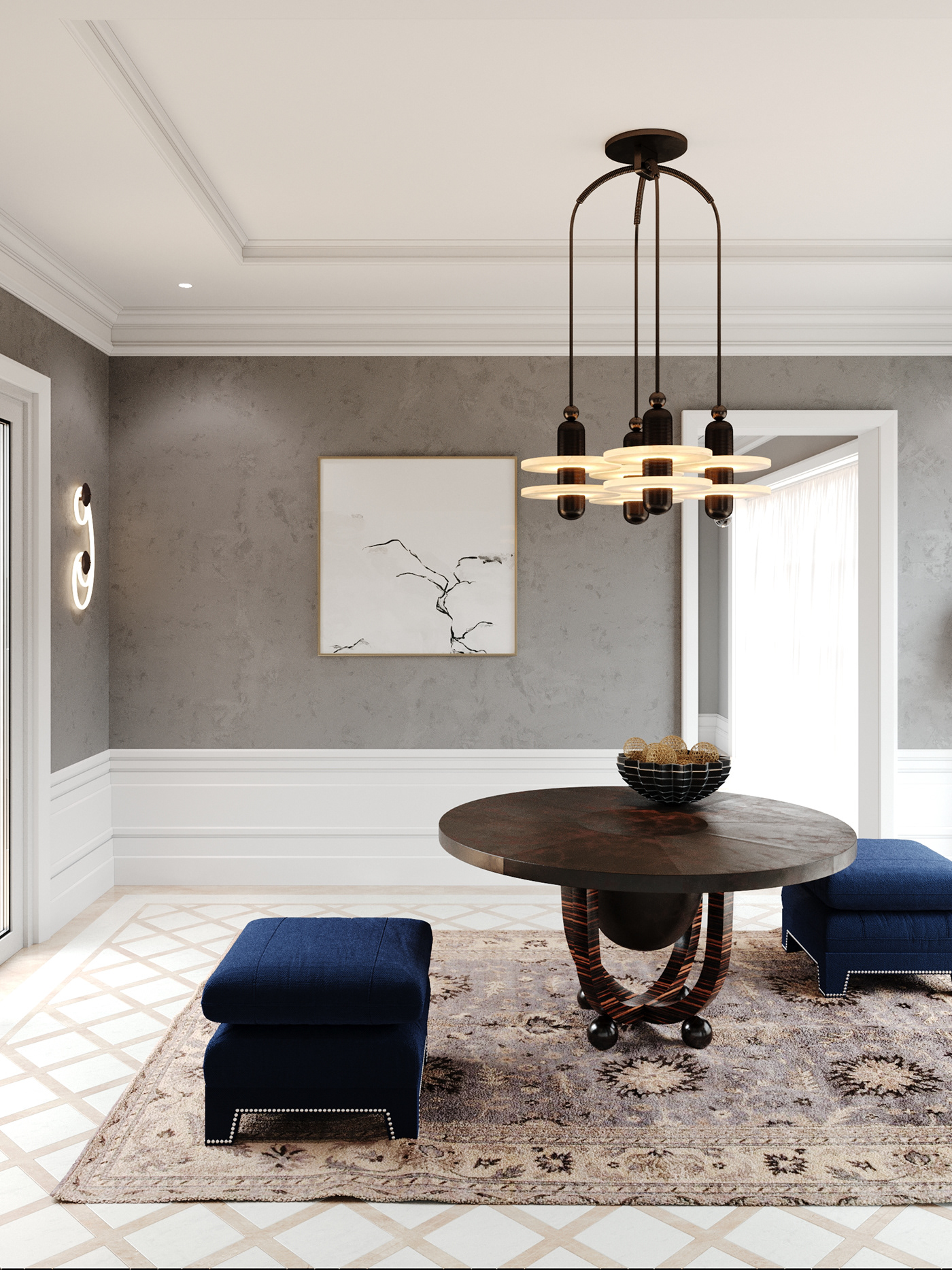 3dsmax archviz CGI corona render  Entrance Interior interior design  Render Villa visualization