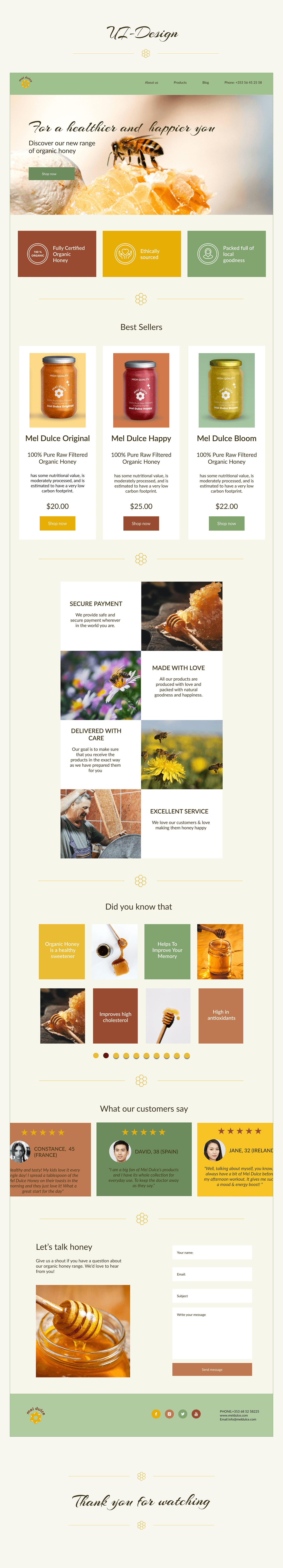 honey honey bee Food  healthyfood organic organic food UI/UX ui design landing page Figma