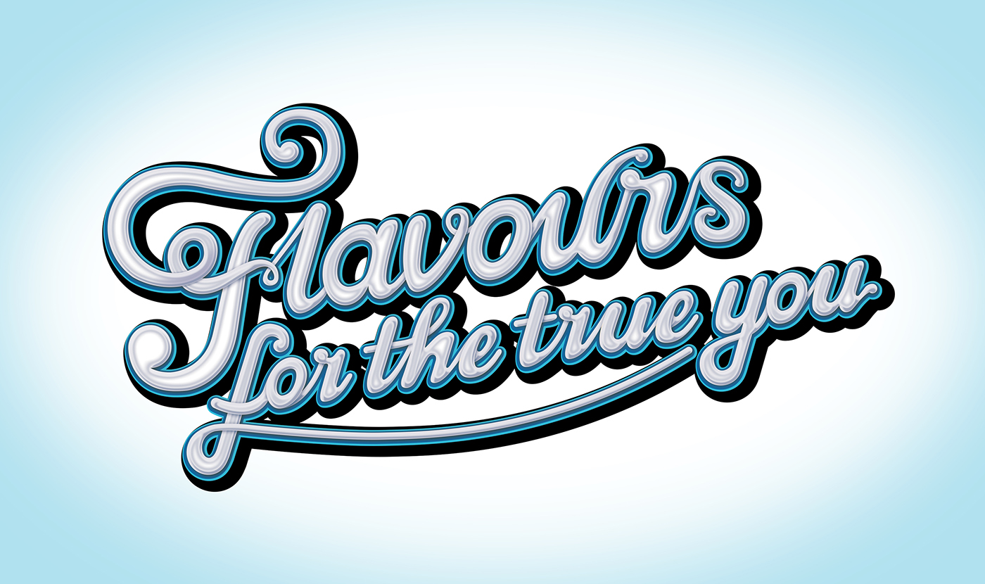 type Style hand flow schweppes logo lock up font 3D