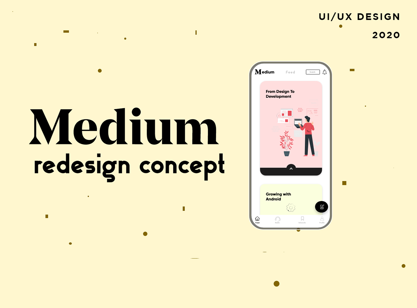 brand design Interaction design  Medium App mobile design redesign UI ui design ux writing 