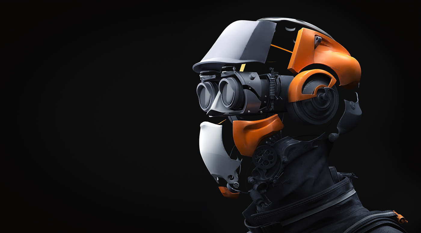 Adobe Portfolio robot Helmet Time Traveler Sci Fi