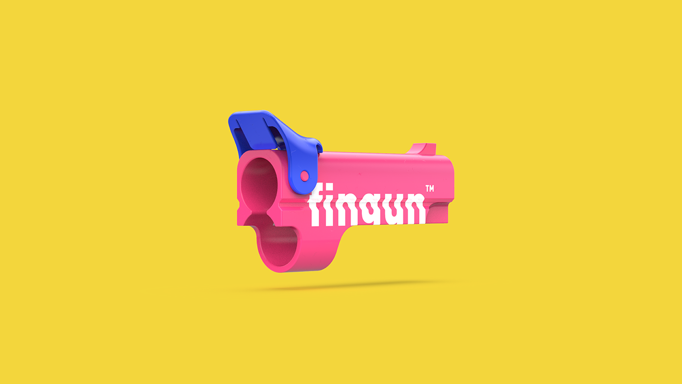Fingun finger Prosthesis Gun Elastic toy Retro Blister Fun prototype