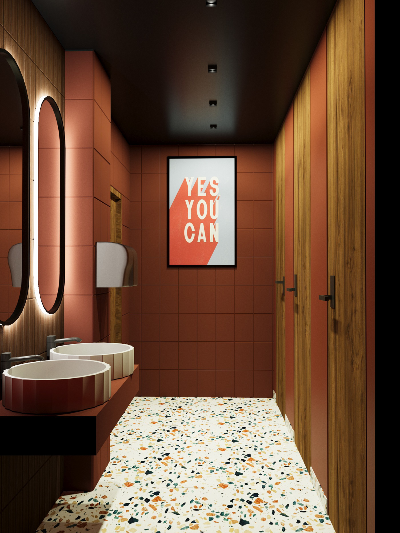visualisation 3D Render public toilet bathroom 3ds max corona archviz modern interior design 