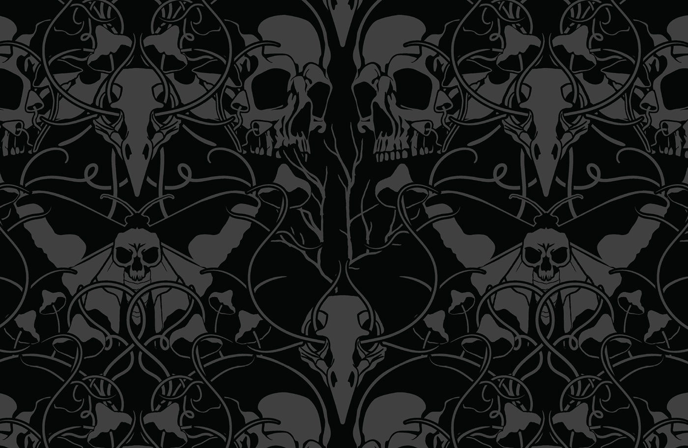 ILLUSTRATION  vector adobe illustrator Graphic Designer design skulls woods bird skull botanical illustration floral