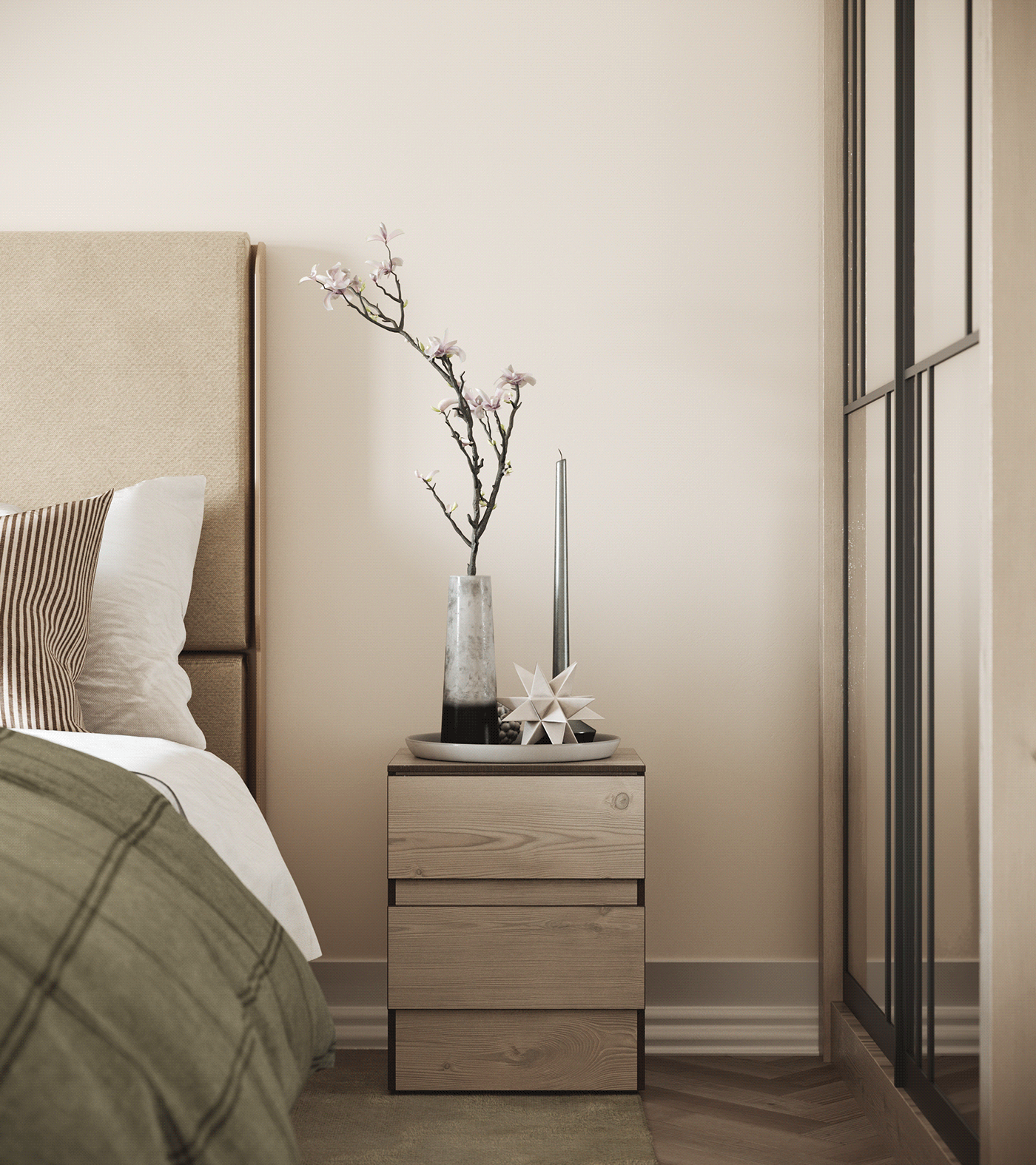 architecture archviz beige cosy interior design  minimalistic Scandinavian warm interior