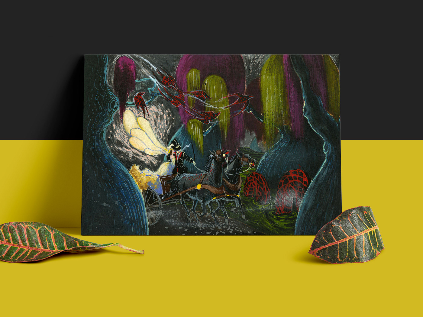 book design children book dark editorial fairy tale gouache ILLUSTRATION  monster painting   TRADITIONAL ART