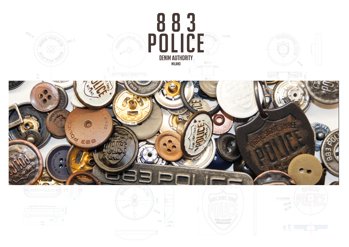 883police apparel branding TRIMS apparel Clothing branding buttons Wovens