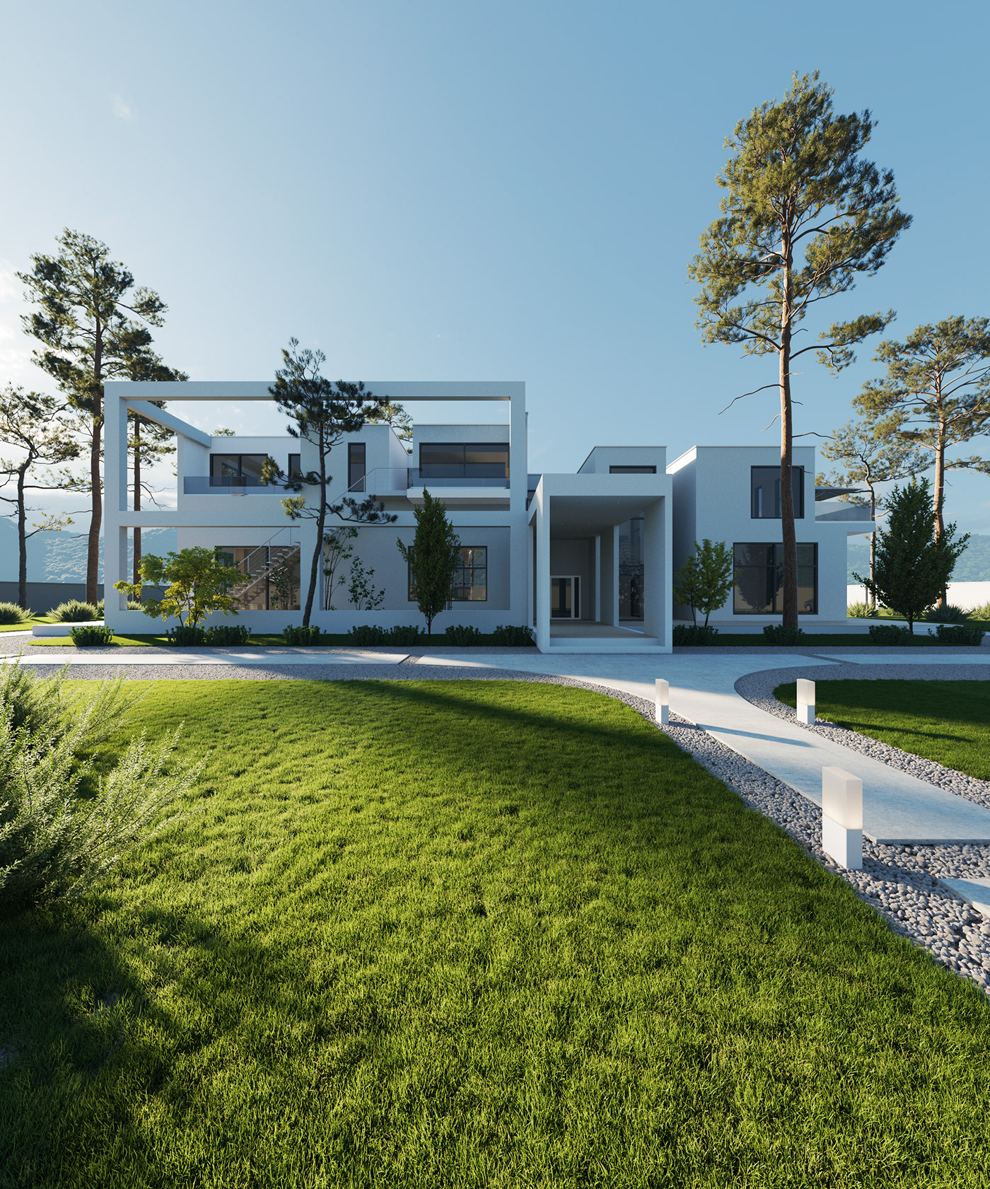 architectural design architecture CGI contemporary exterior Landscape minimal modern Render visualization