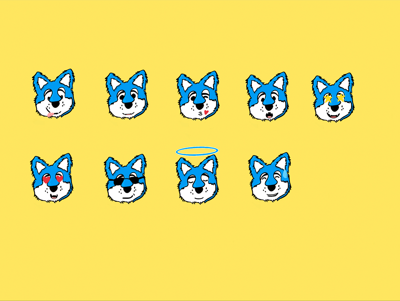 animaux chibre bleu Emojis ILLUSTRATION  mascotte