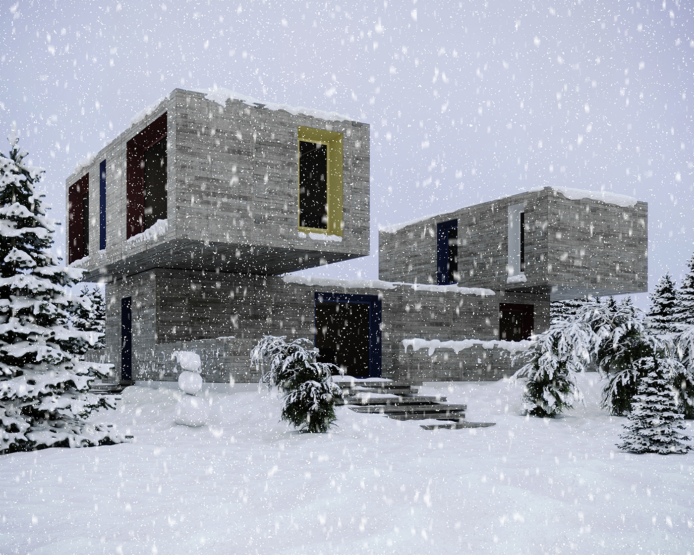 beton minimalizm śnieg natura zima