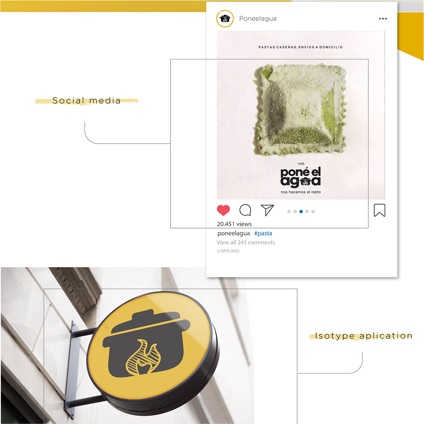 branding  Pasta yellow friendly design restaurant Food 