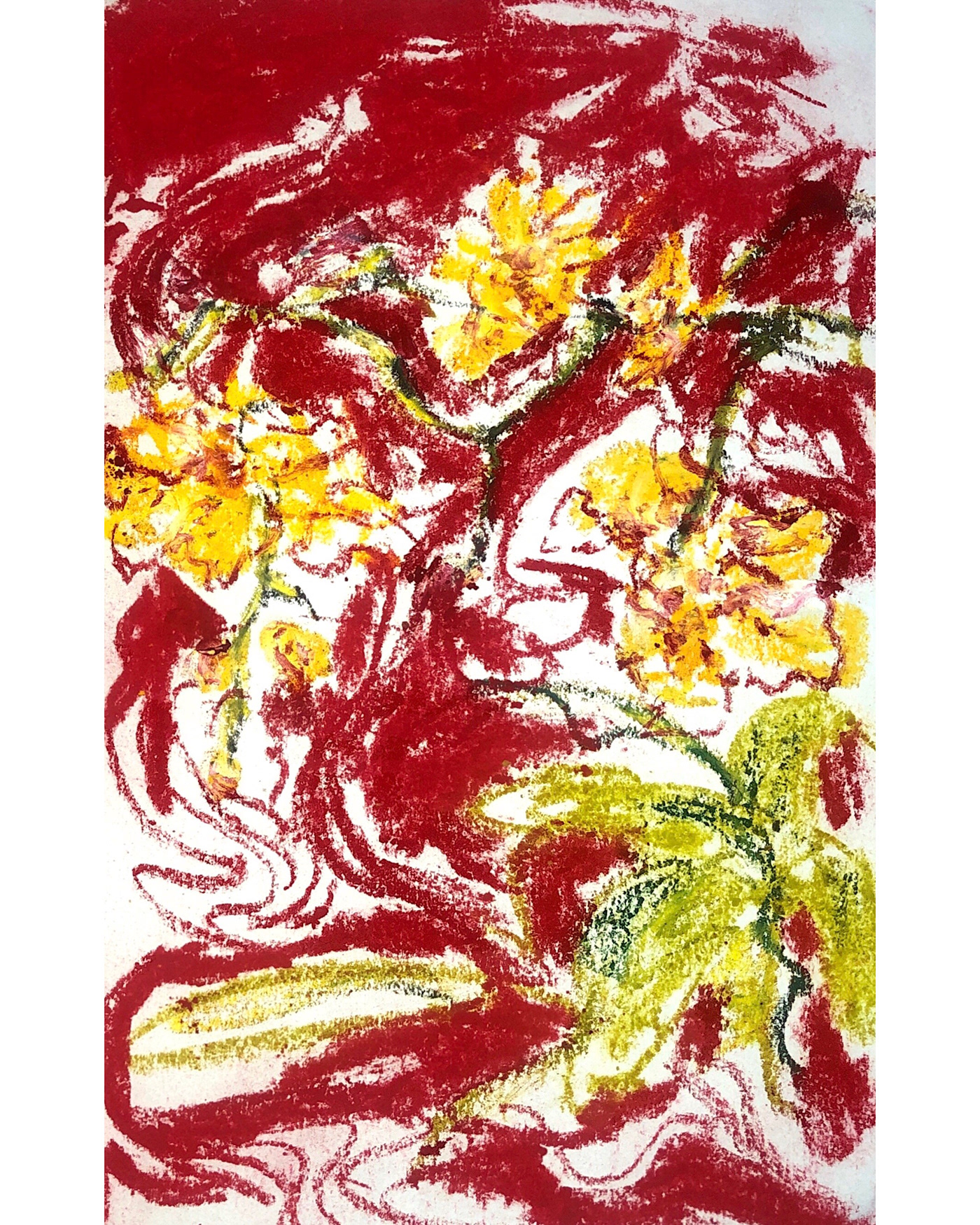 fluid Flowers colorful oil pastels
