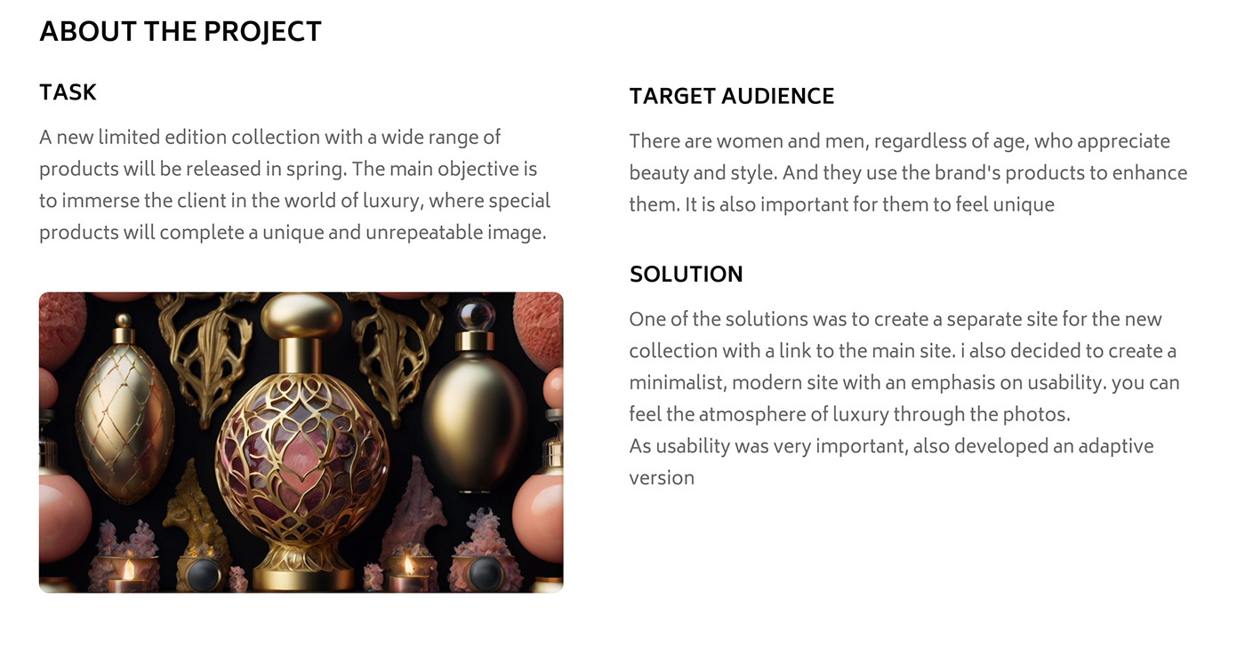 beauty parfume cosmetics Web Design  Website UI/UX Figma landing page landing