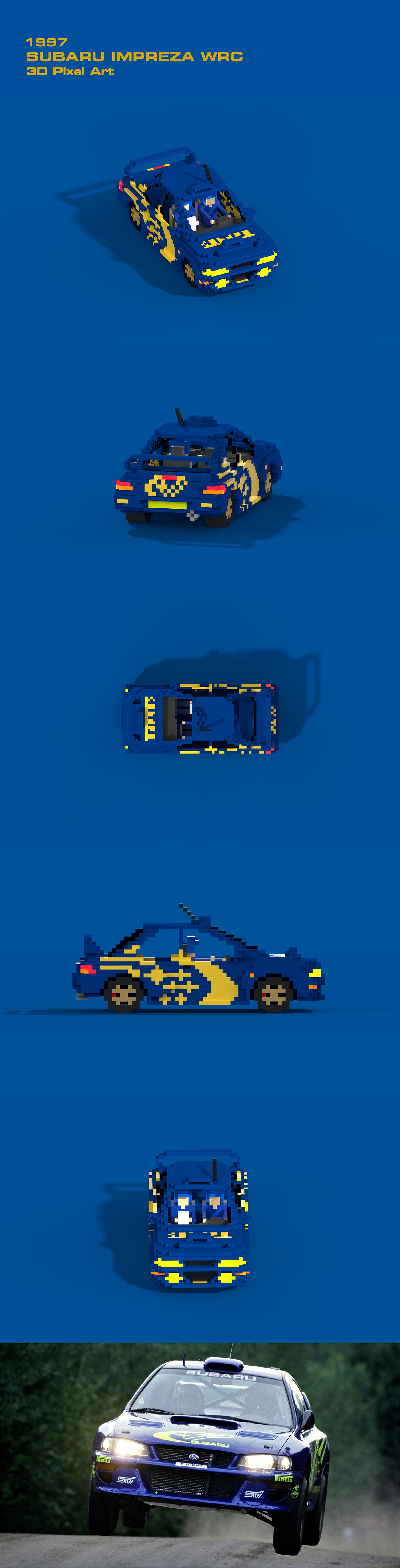 Subaru rally Pixel art 3D Render 3dsmax car Racing WRC