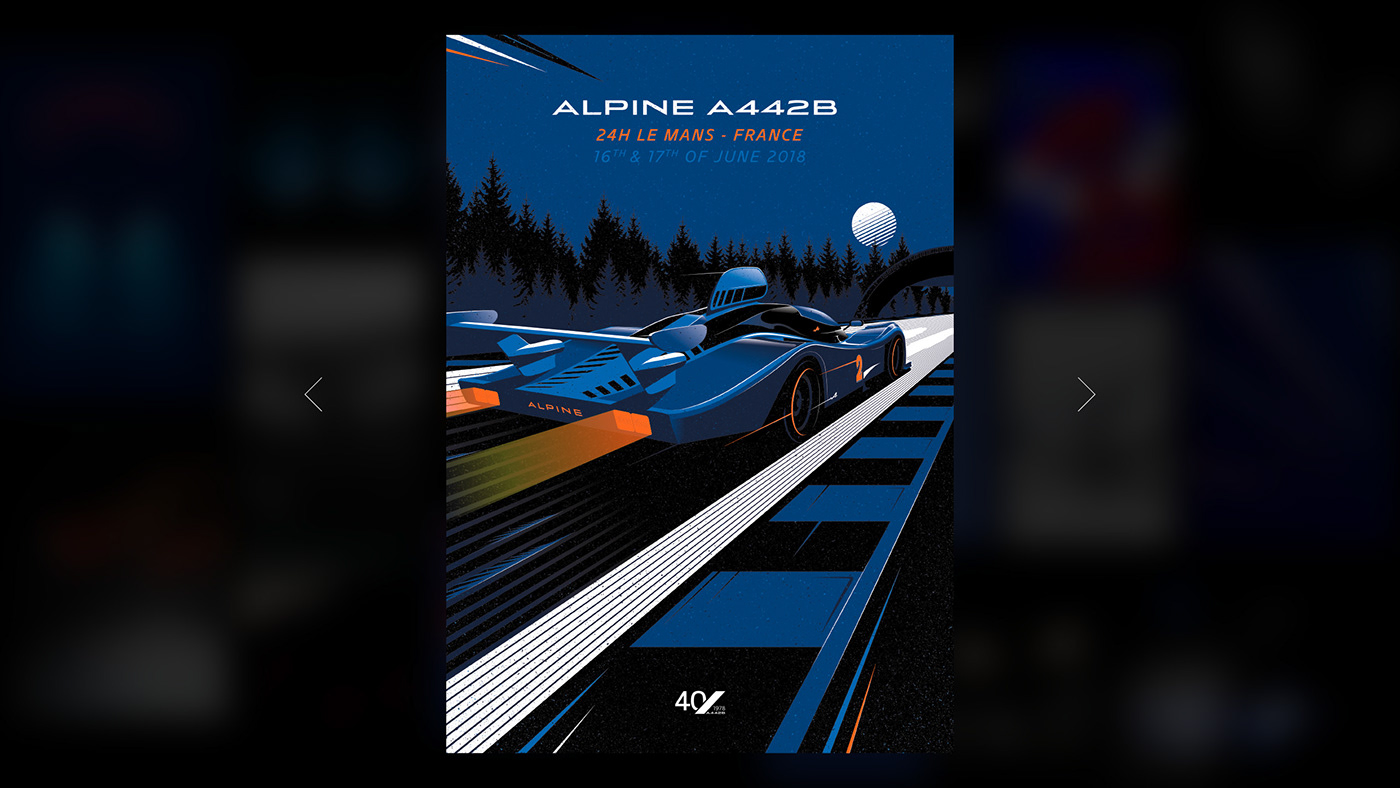 a110 alpine automotive   car ILLUSTRATION  le mans poster Racing track