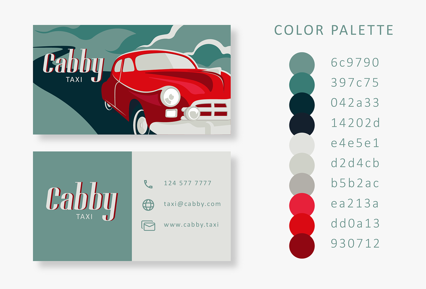 business card design poster retro car taxi typography   red car