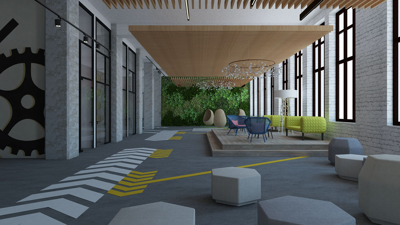 interior design  Interior Architecture workplace Office co-working Workplace Design architecture industrial rendering 3D