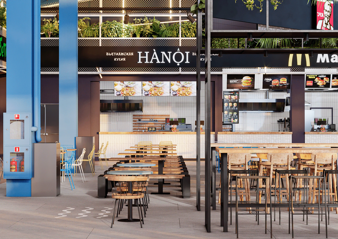 corner food court food market interior design  plants Playground restaurant shop shopping center бар