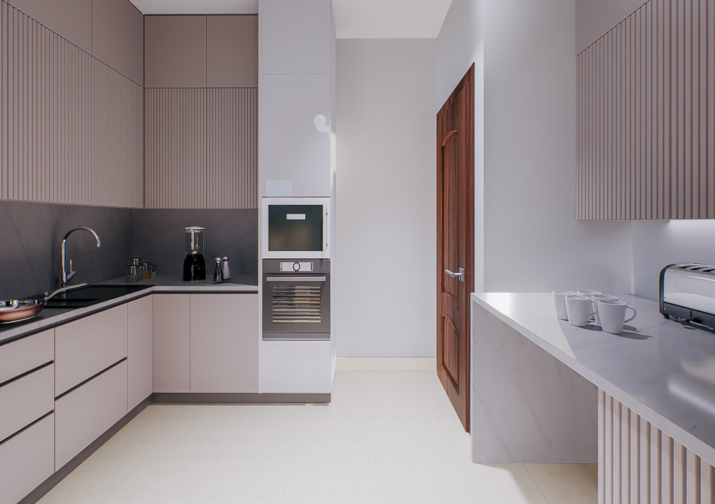 Kitchen Appliance kitchen visualization Render interior design  3ds max modern chandelier wood units