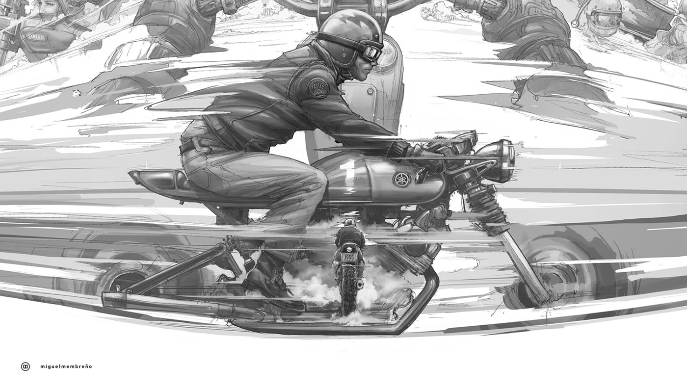 yamaha motocycle speed riders Drawing  ILLUSTRATION  racercafe japan