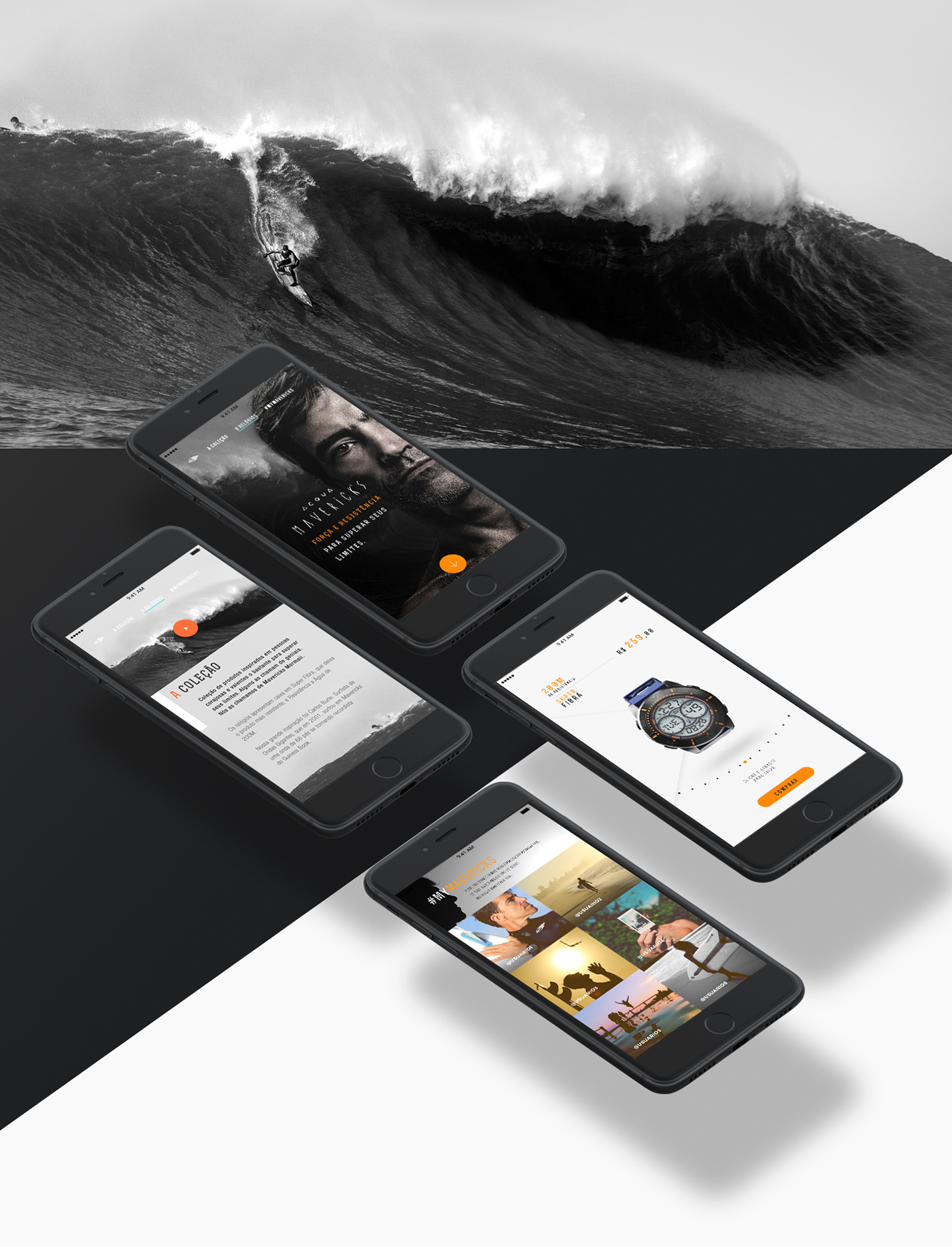 ux Design Interactions Surf brand sports Web shop online mobile UI