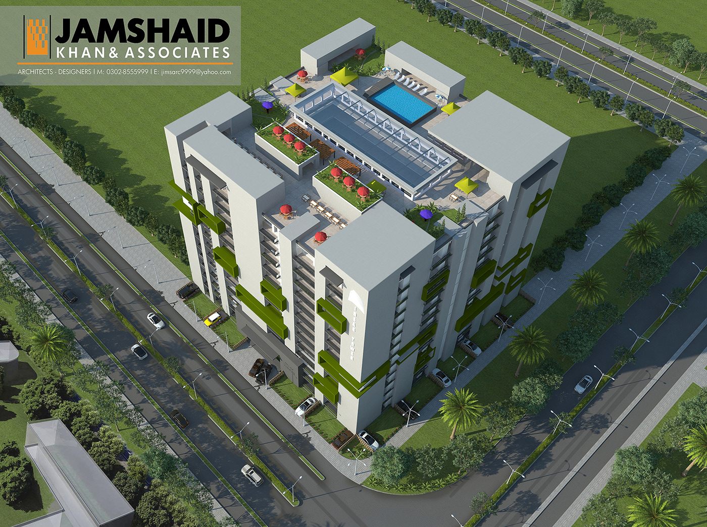 commercial highrise building design vray rendering architecture 3ds max exterior CGI
