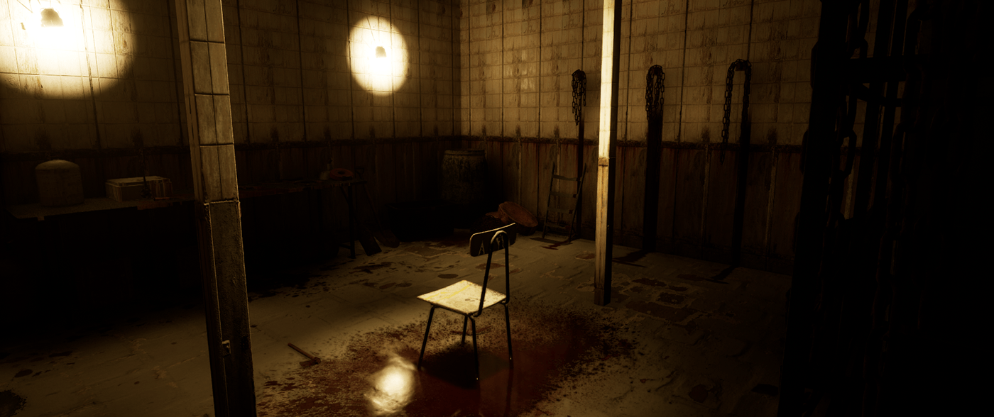 room 3D interior design  Unreal Engine 5 animation  horror dark torture scene Landscape