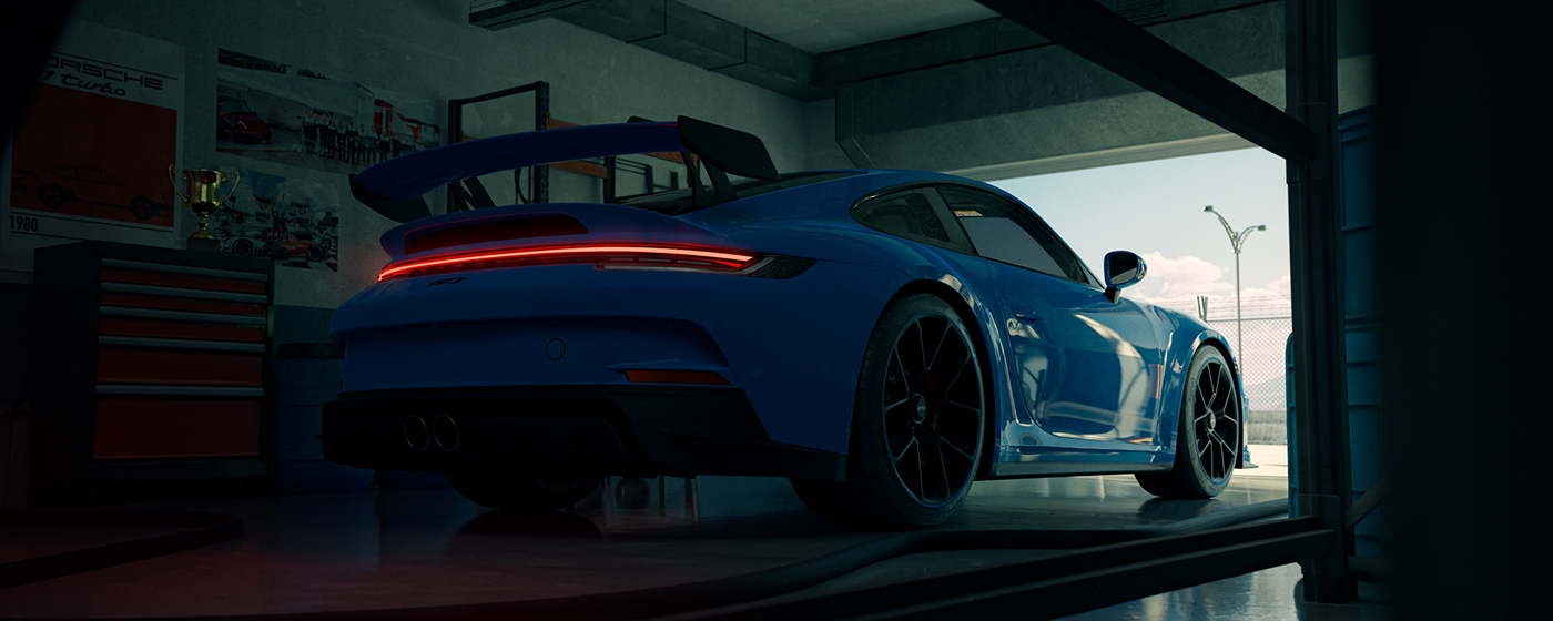 automotive   3D Render visualization blender car photoshop CGI Porsche Racing