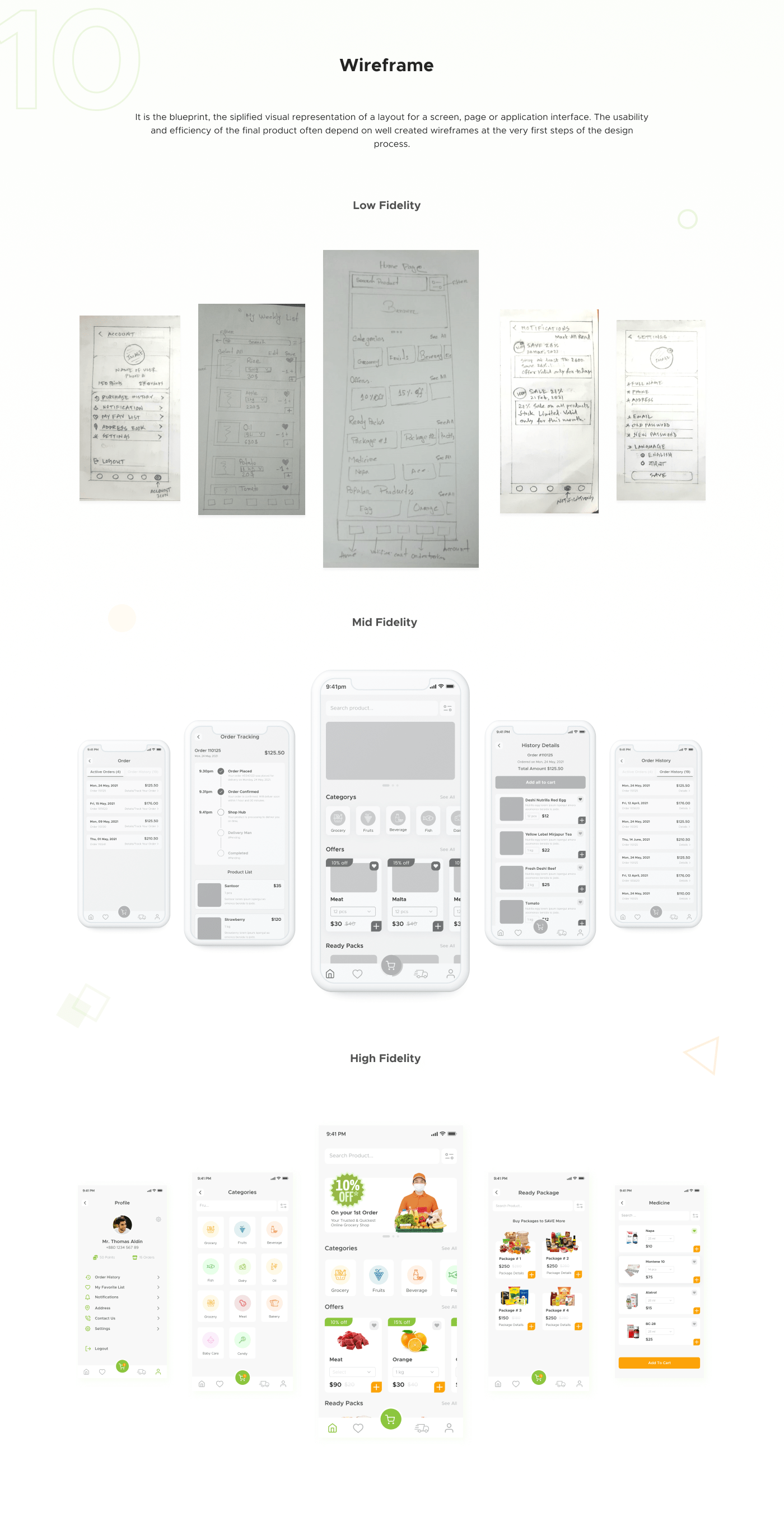 Wireframe | Grocery Mobile App UI UX Research Case Study 