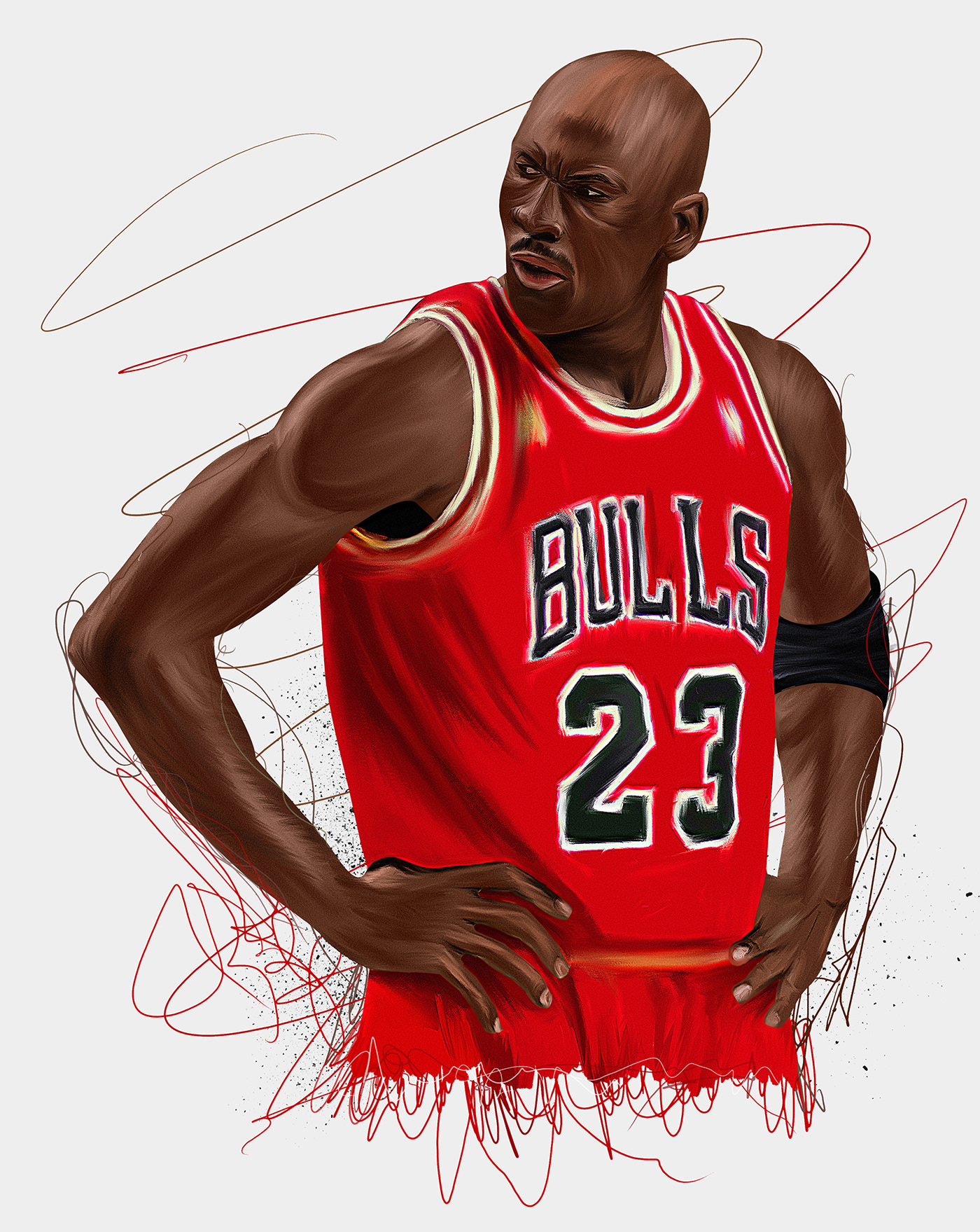 chicago bulls digital illustration digital painting digital portrait Documentary  Michael Jordan Netflix poster sports illustration