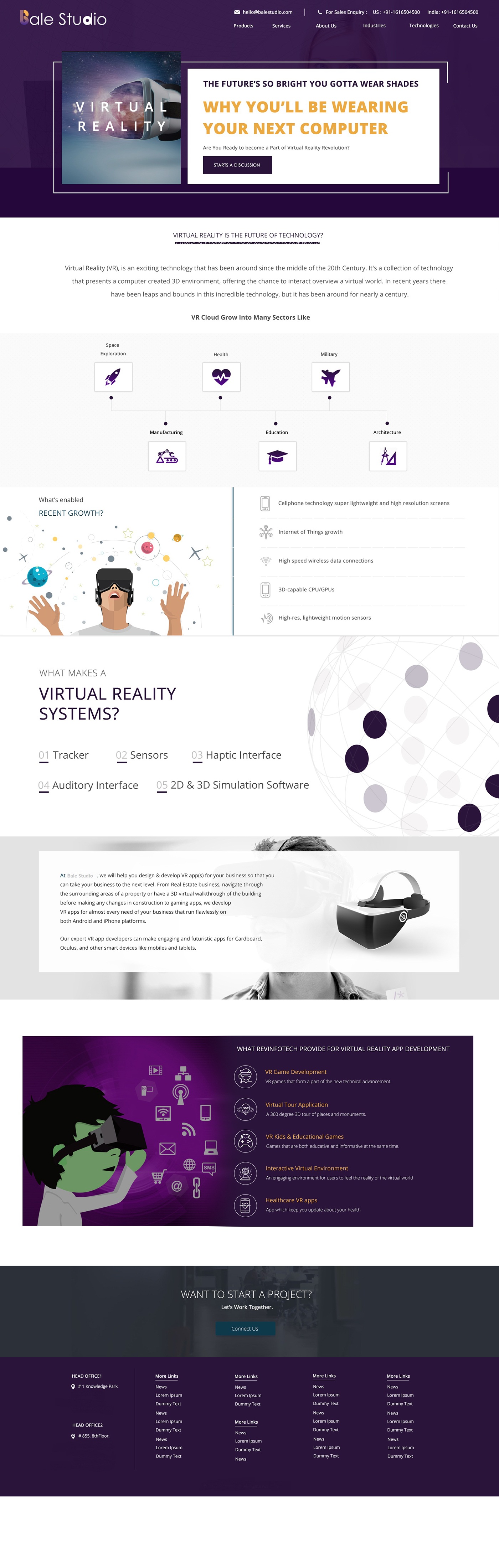 Virtual reality Website Mockup vr landing page graphic UI ux
